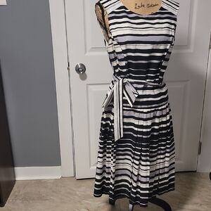 Striped Black and White Sleeveless Dress